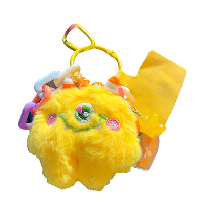 small monster plush pendant long hair doll car school bag key chain