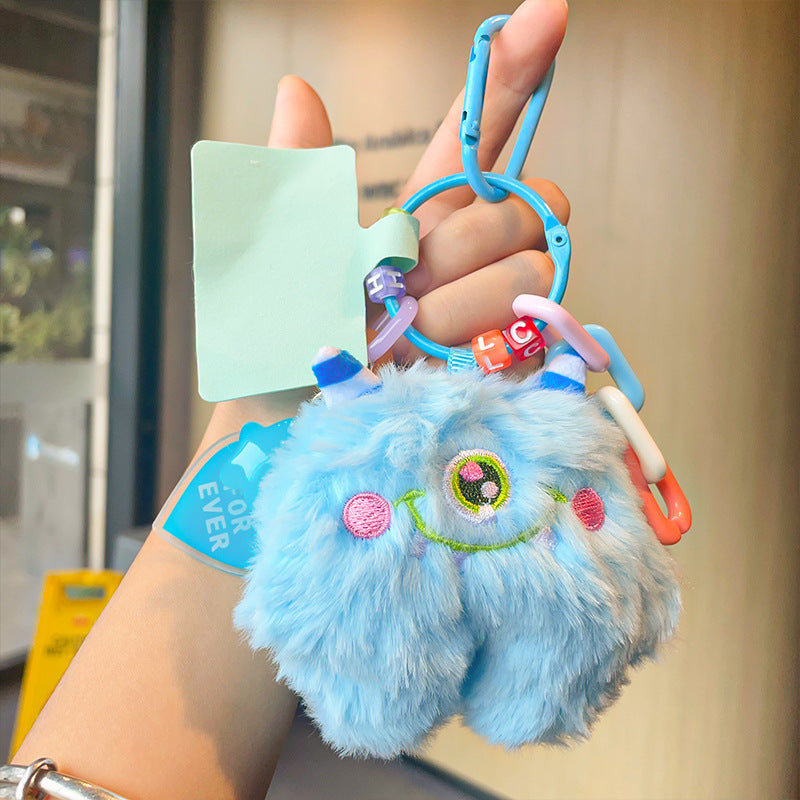 small monster plush pendant long hair doll car school bag key chain