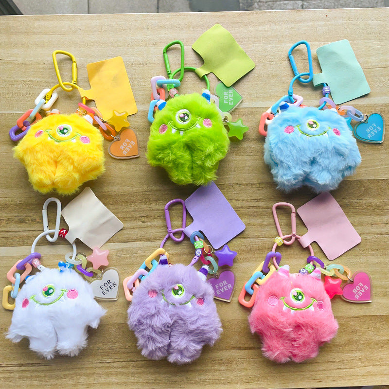 small monster plush pendant long hair doll car school bag key chain