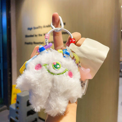 small monster plush pendant long hair doll car school bag key chain